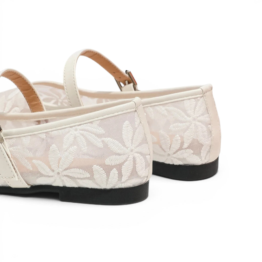 Polished Floral Lace Mary Jane Sandals
