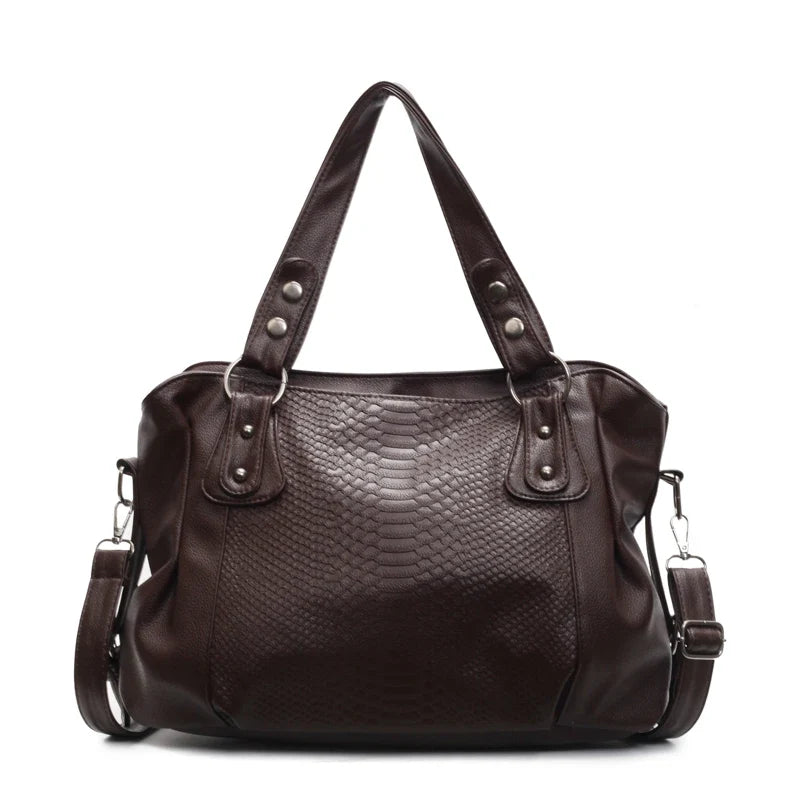 Statement Davina Snake-Effect Leather Shoulder Bag