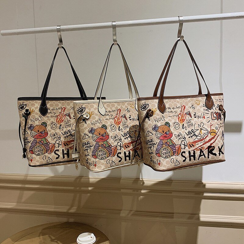 Graffiti-Print Tote Bag
