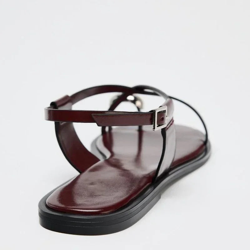 City-Ready Metallic-Detail Ankle-Strap Sandals