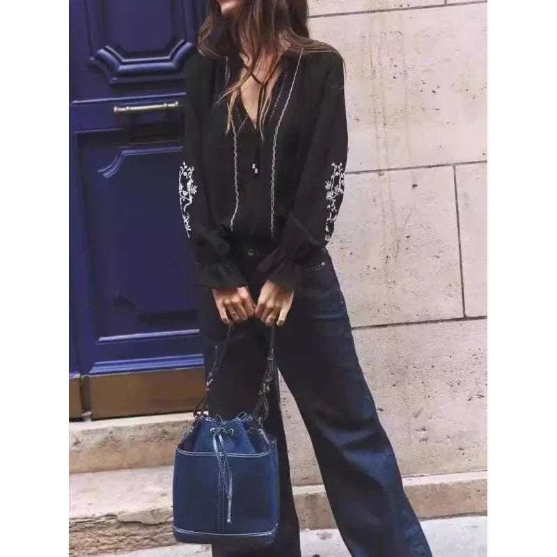 Drawstring PU Leather Bucket Bag