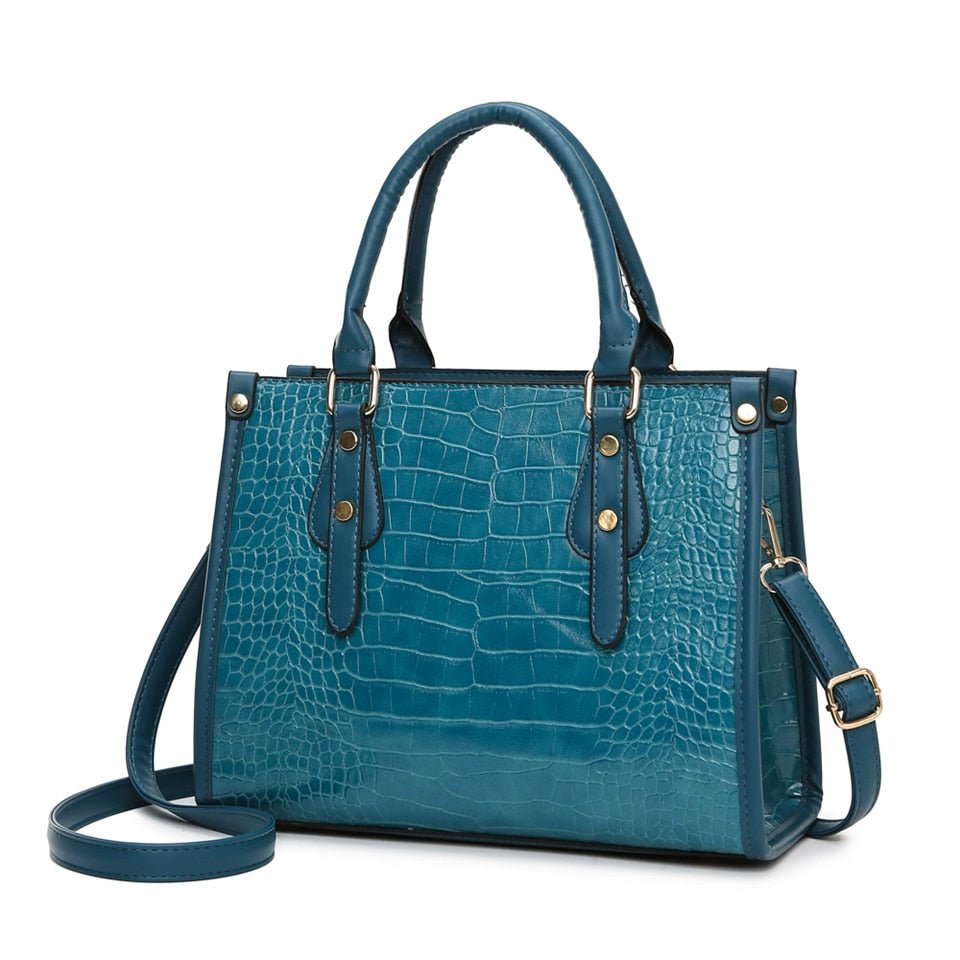 Croc-Effect Synthetic Leather Shoulder Bag