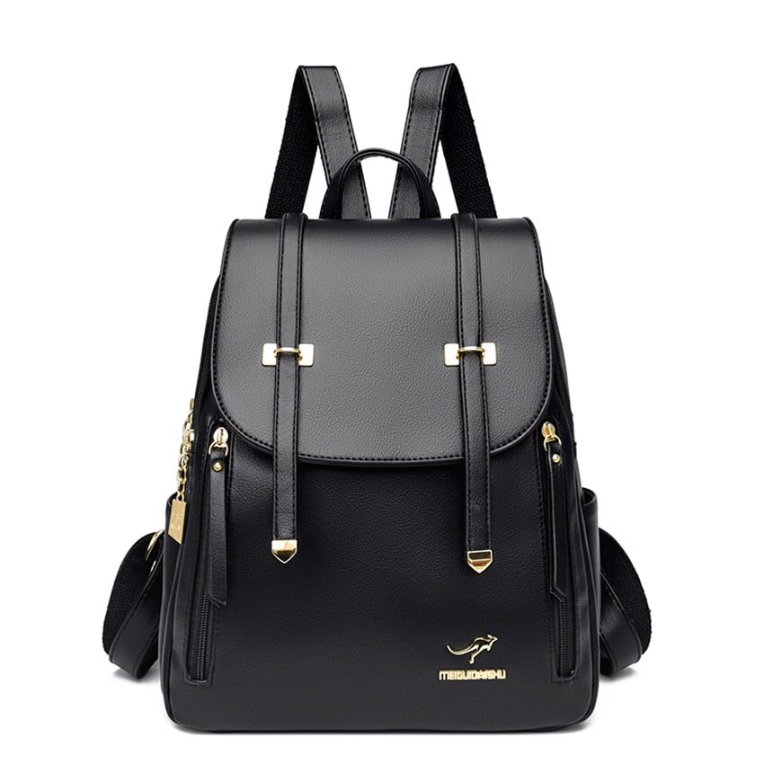 Synthetic Leather Backpack with Timeless Detail