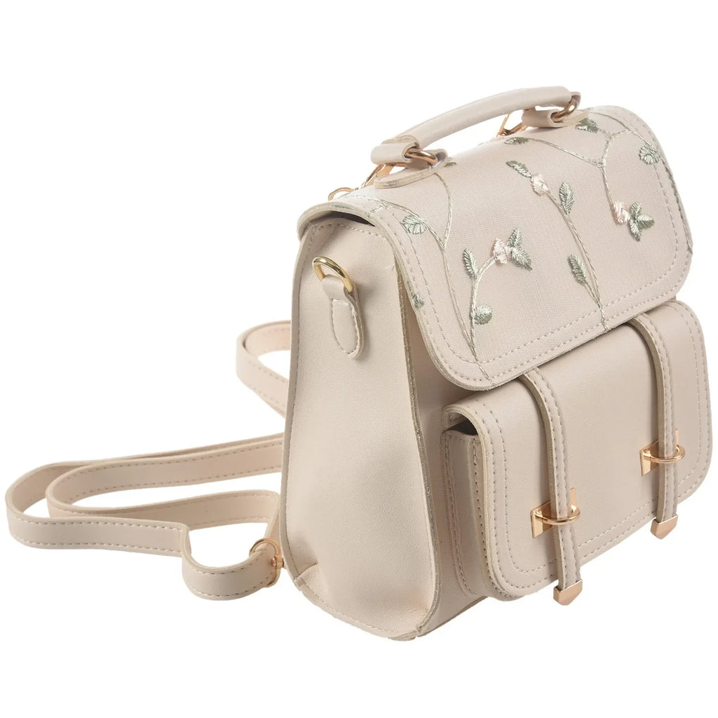 Embroidered Leather Backpack