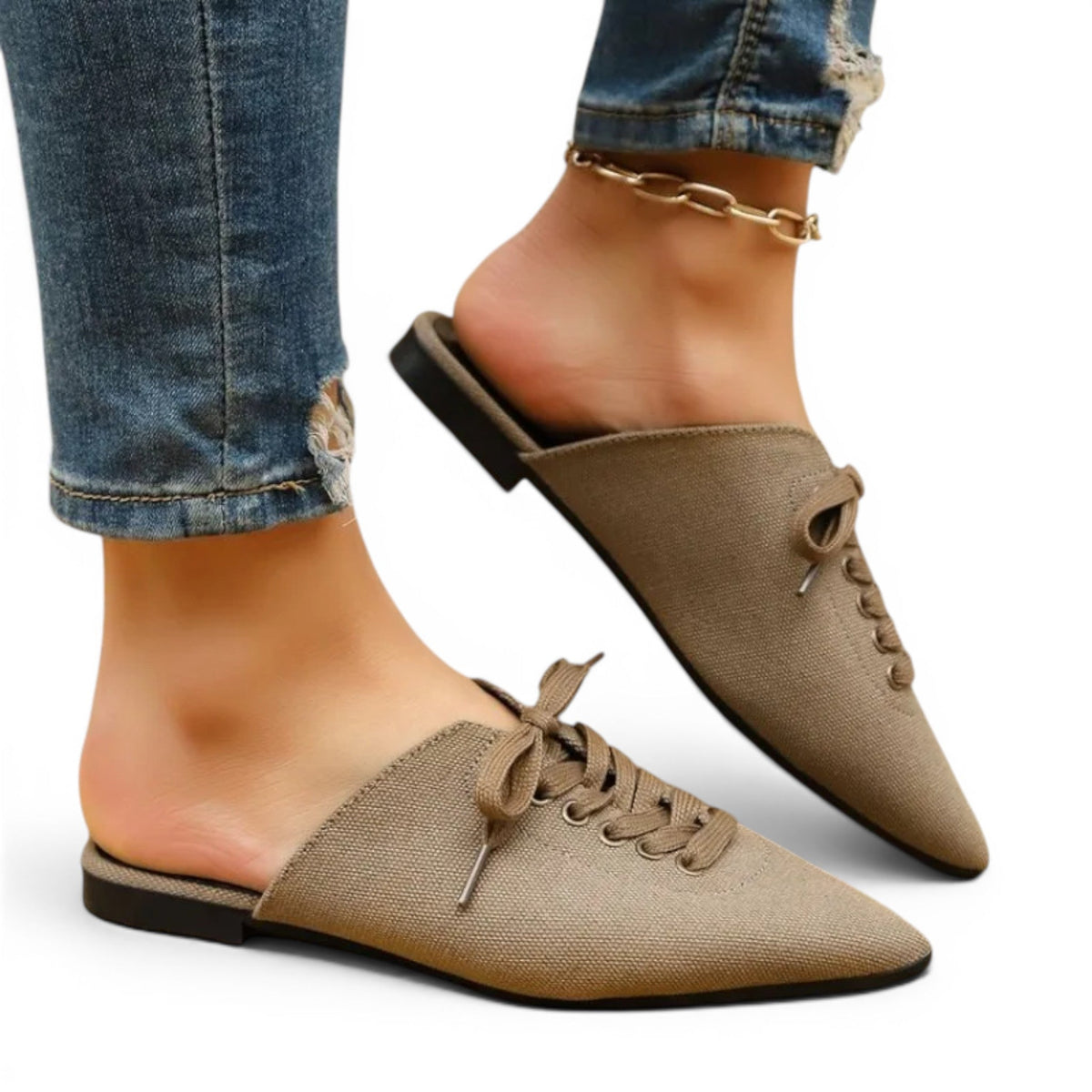 Sleek Nerissa Open-Back Pointed-Toe Mules