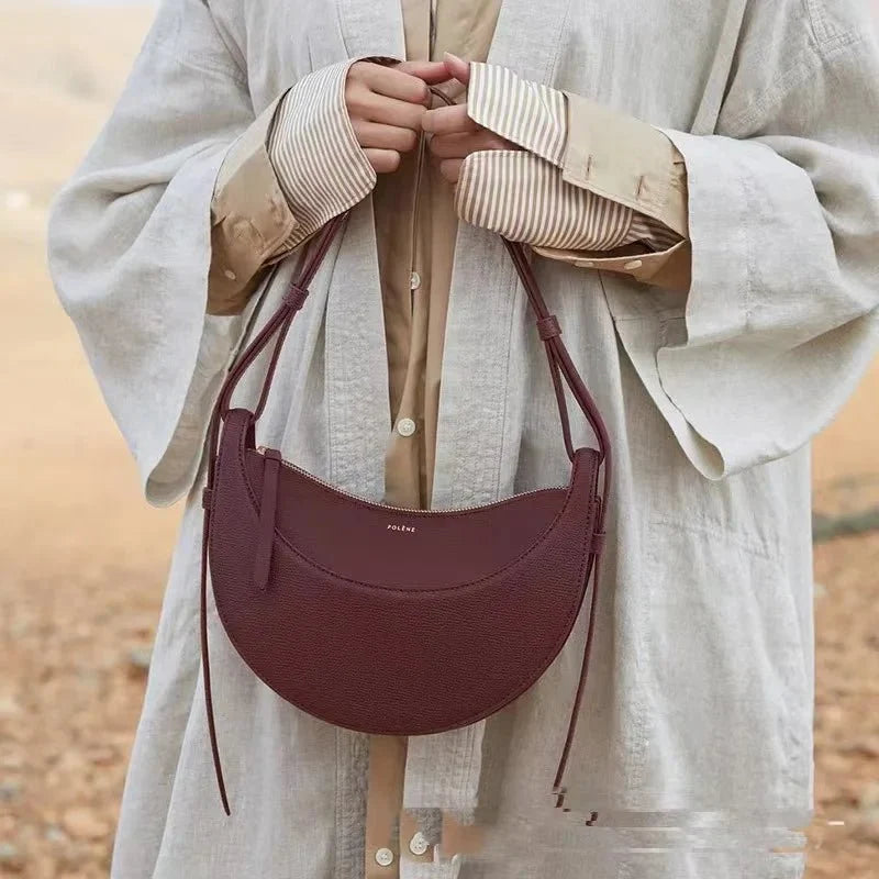 Sculpted Genuine Leather Hobo Bag
