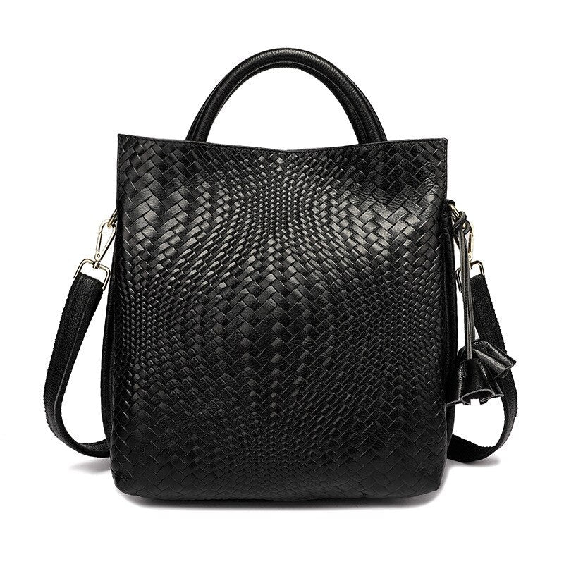 Woven Genuine Leather Crossbody Bag