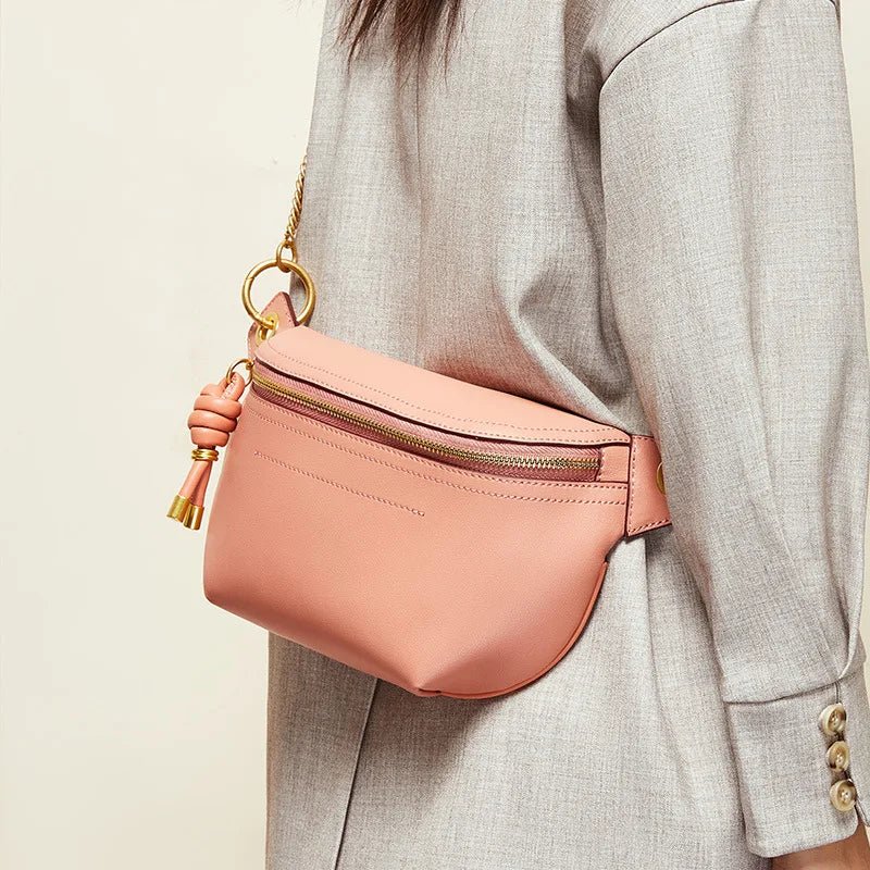 Genuine Leather Chest Bag with Statement Detail