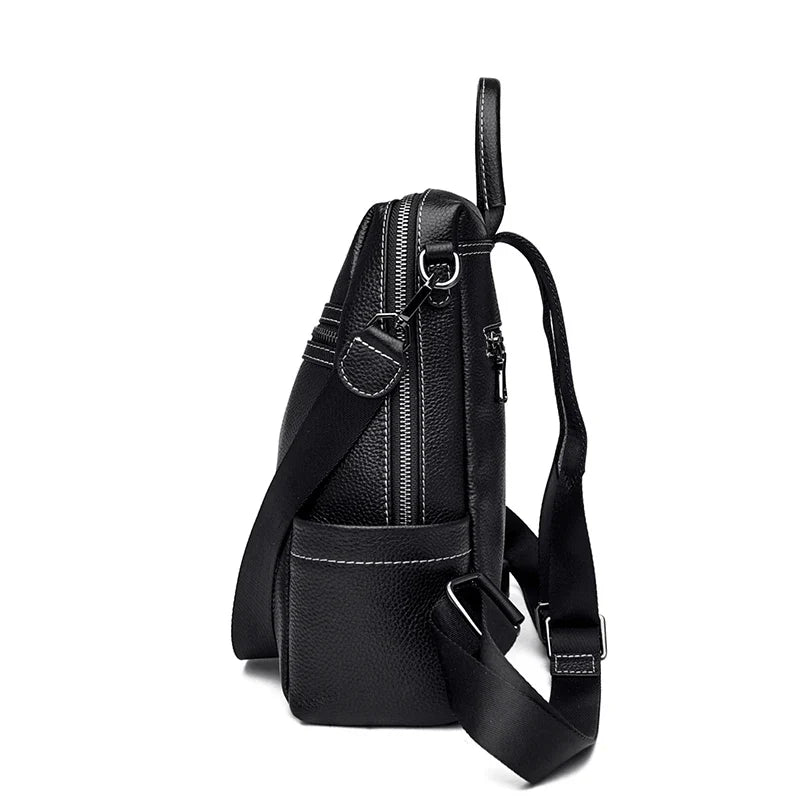 Genuine Leather Backpack with Polished Detail