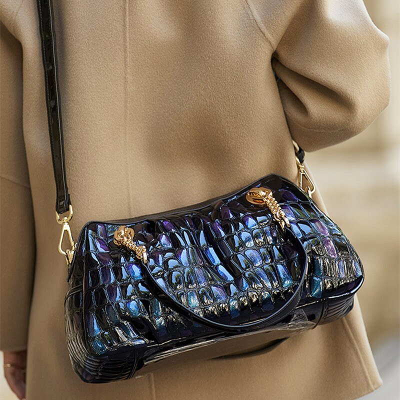 Croc-Effect Purse in Genuine Leather