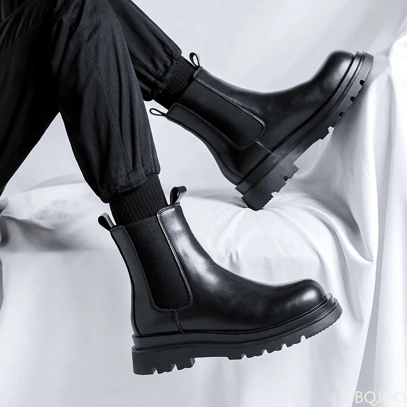 Bold Leather Booties with Chunky Sole