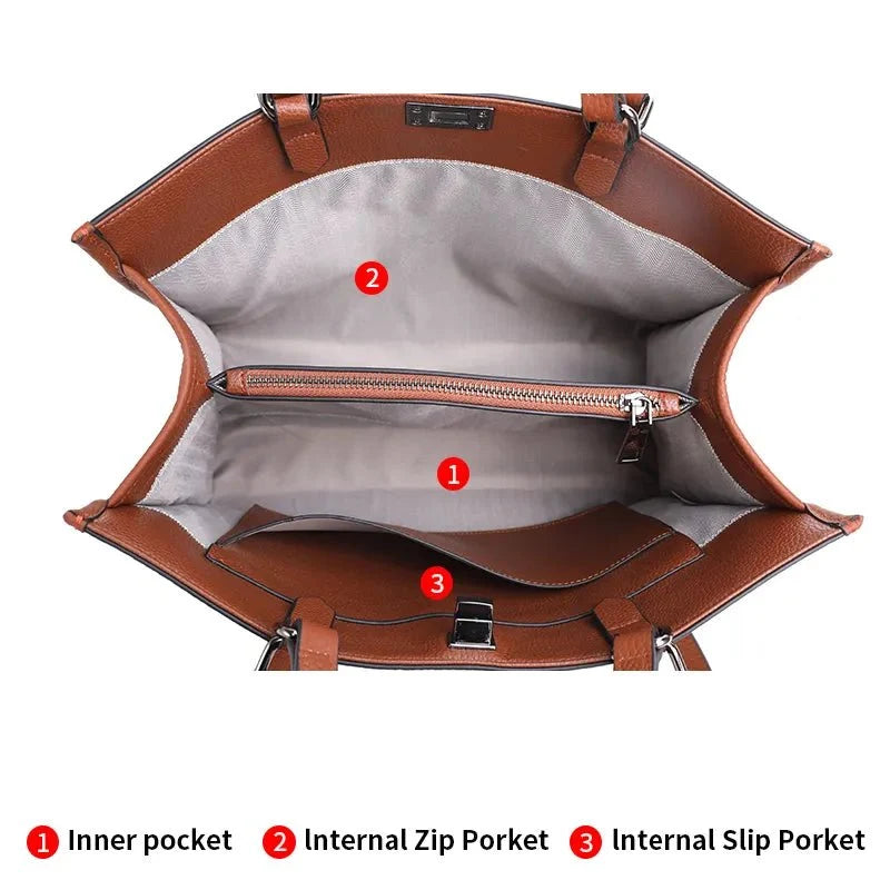 Roomy Genuine Leather Tote Bag