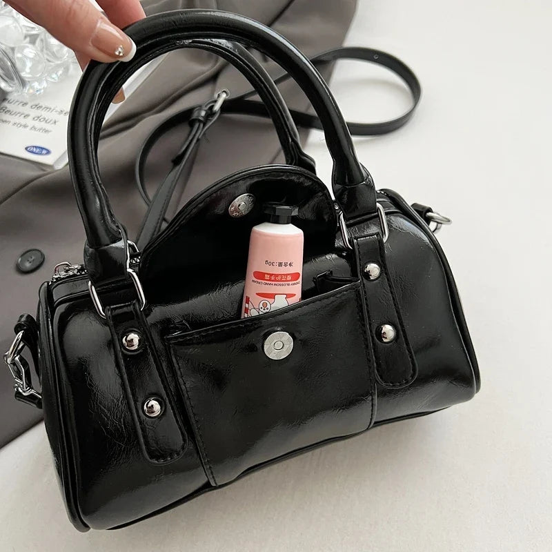 Refined Patent Leather Shoulder Bag