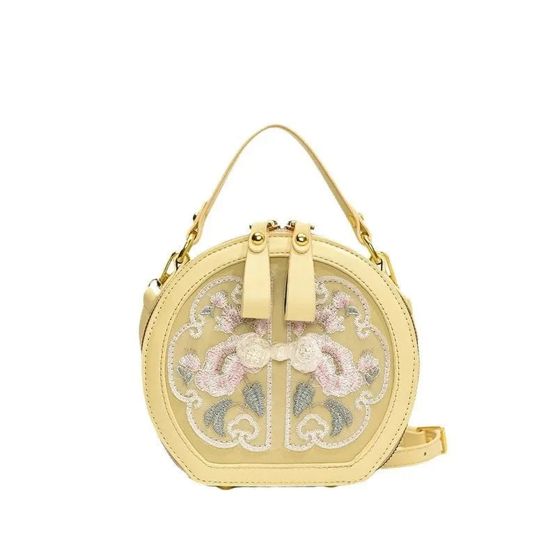 Embroidered Floral PU Leather Crossbody Bag