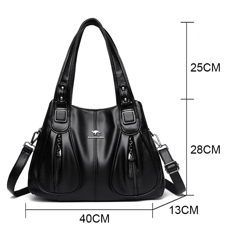 Genuine Leather Bucket Bag with Contemporary Detail