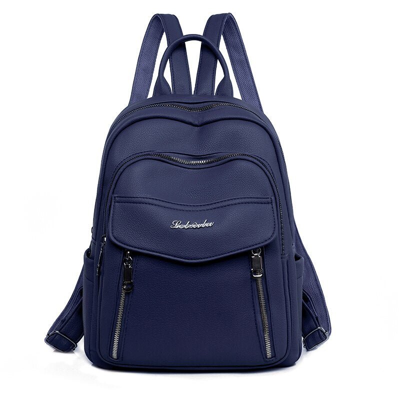 Leather Backpack with Round Detail