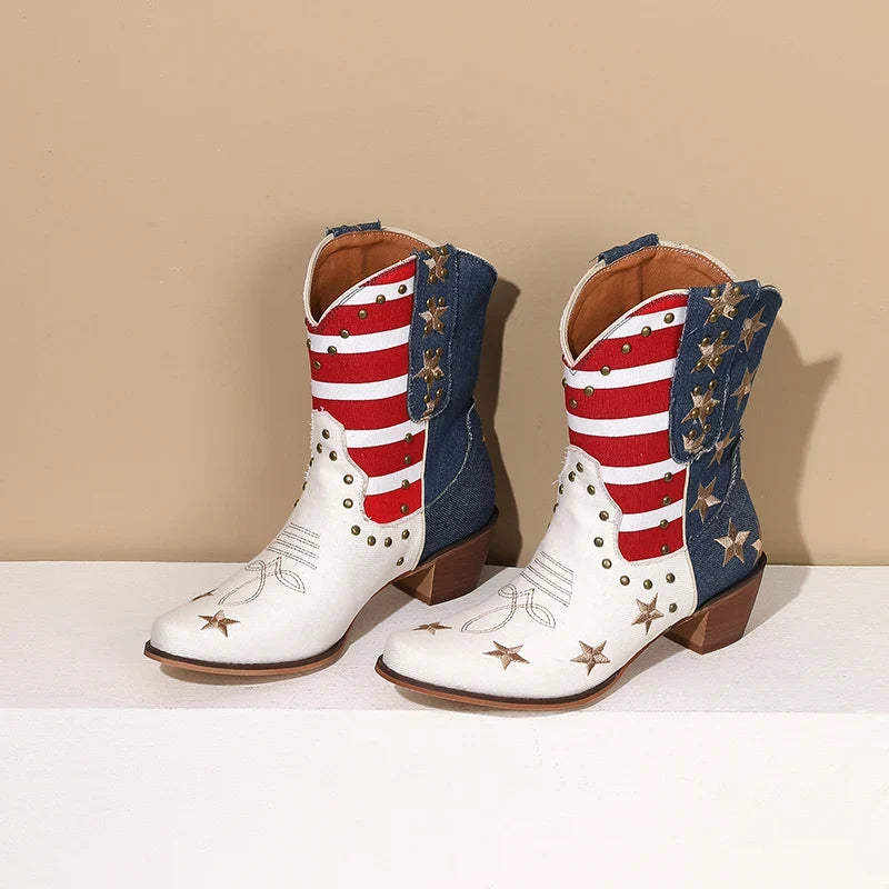 Classic Western USA-Inspired Ankle Boots