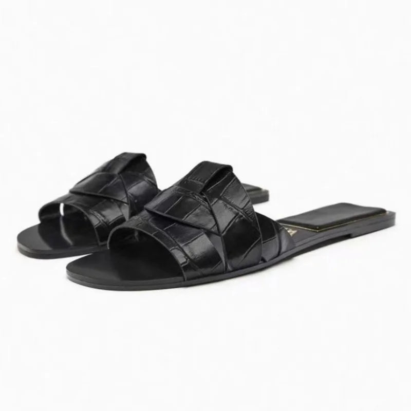 Effortless Wide-Strap Flat Mules