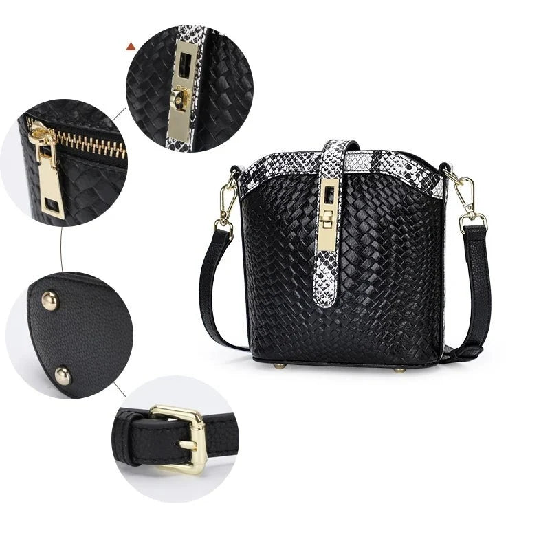 Knitted Genuine Leather Crossbody Bag