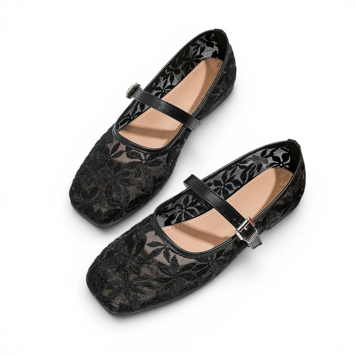 Polished Floral Lace Mary Jane Sandals