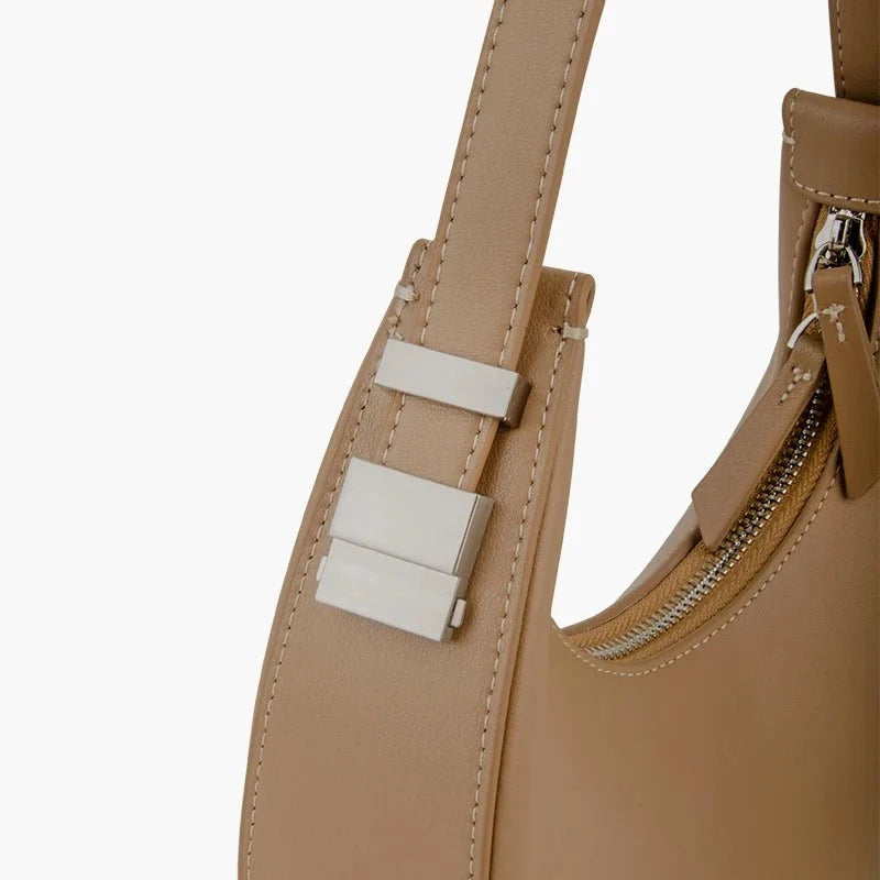 Polished Hobo Bag in Genuine Leather
