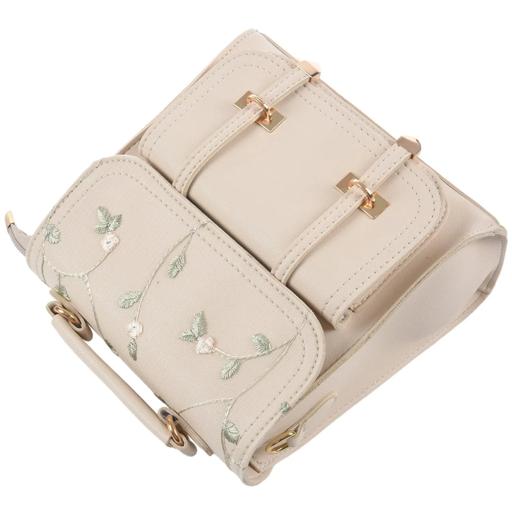 Embroidered Leather Backpack