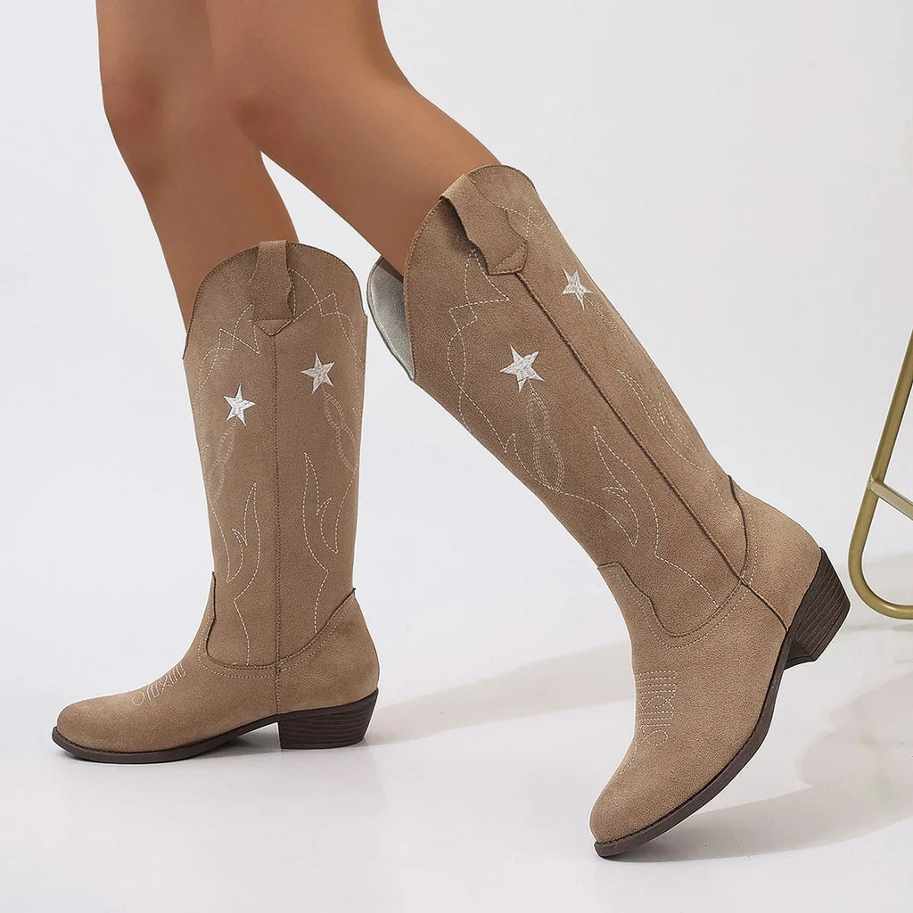 Essential Wide-Calf Suede-Style Western Boots