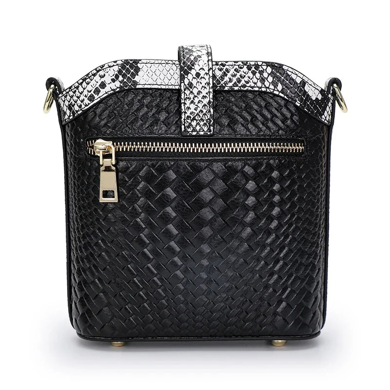 Knitted Genuine Leather Crossbody Bag