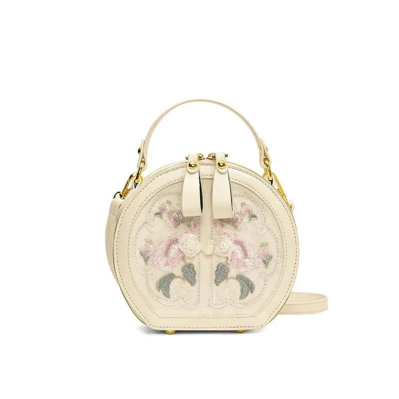 Embroidered Floral PU Leather Crossbody Bag