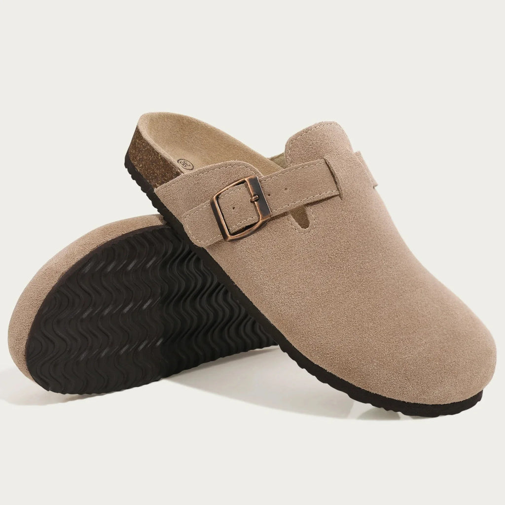 Essential Persephone Buckle-Strap Suede Mules
