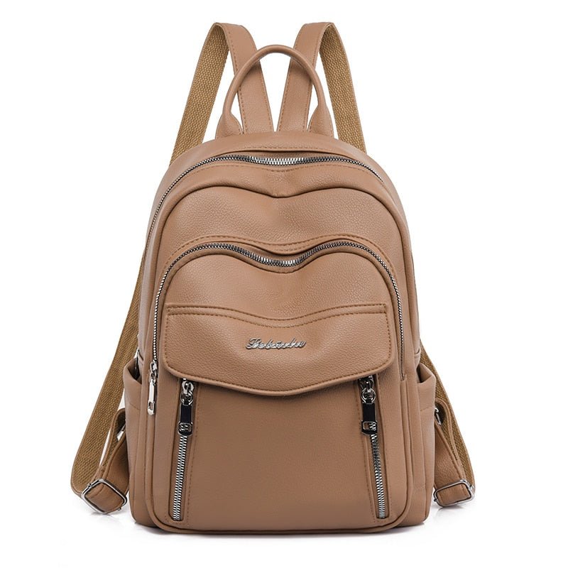 Leather Backpack with Round Detail
