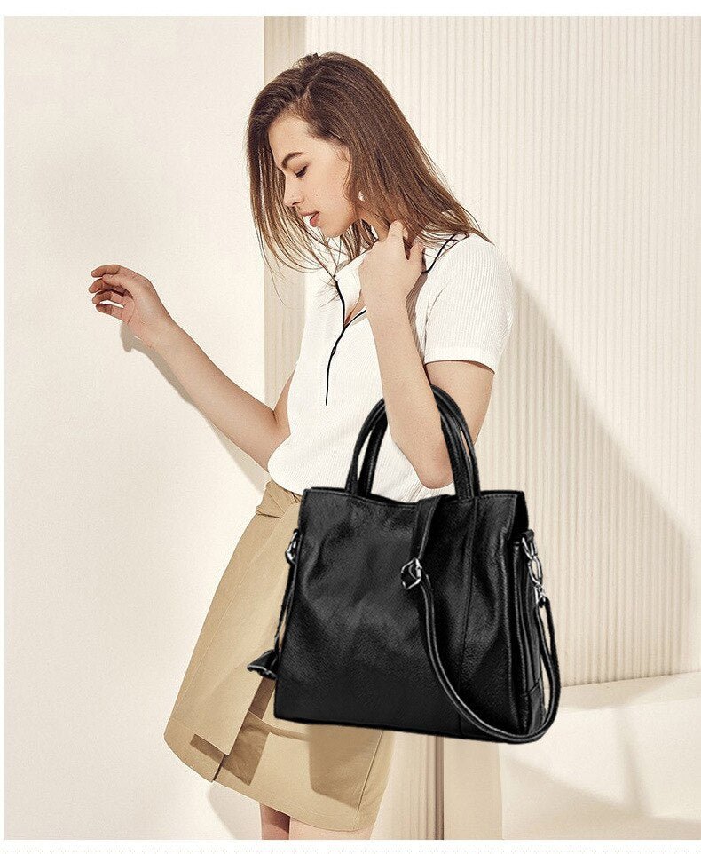 Genuine Leather Messenger Bag with Weekend Detail