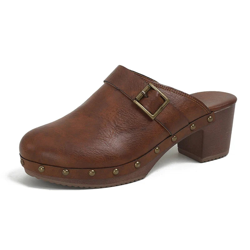 Signature Yara Wood-Heel Vintage Mules