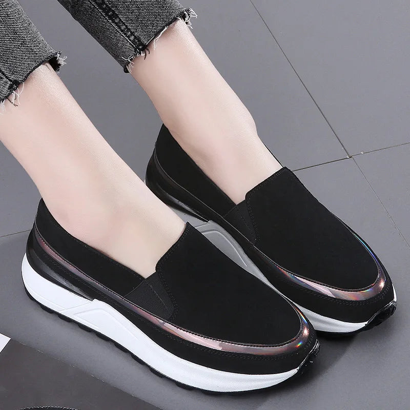 Effortless Suede Wedge Loafers with Platform Sole
