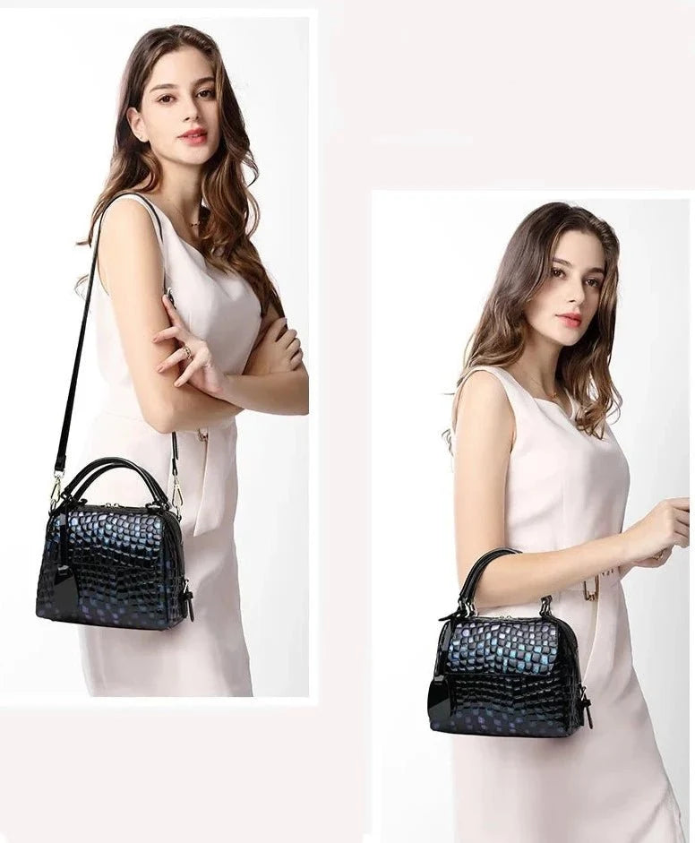 Genuine Leather Messenger Bag with Statement Detail