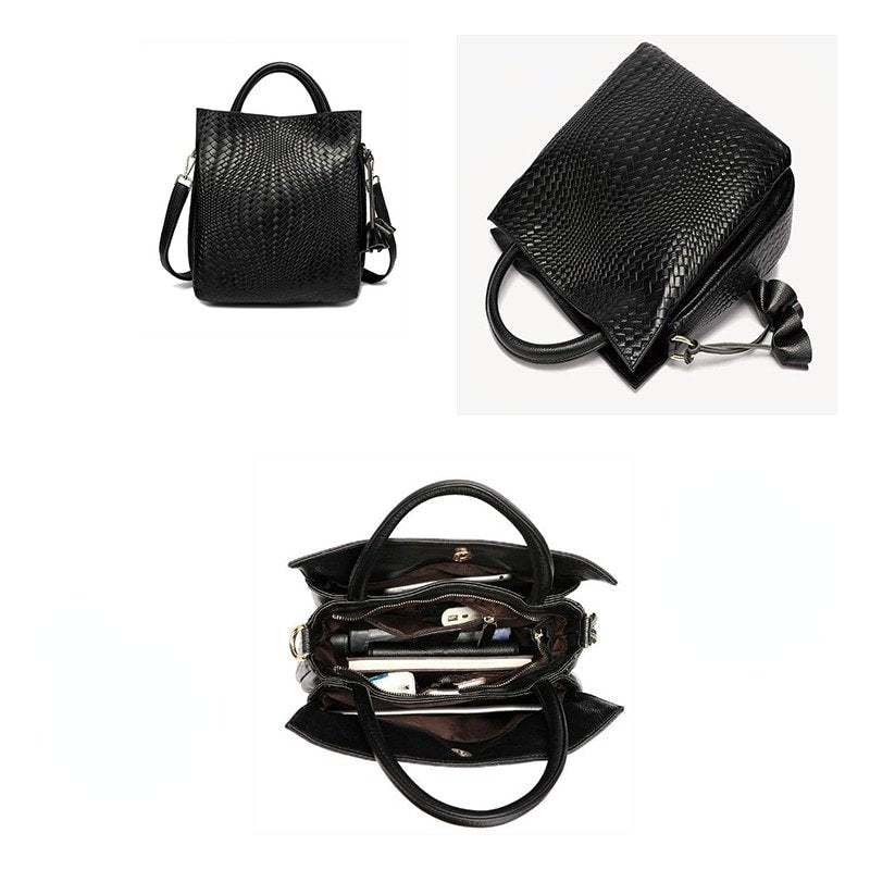 Woven Genuine Leather Crossbody Bag