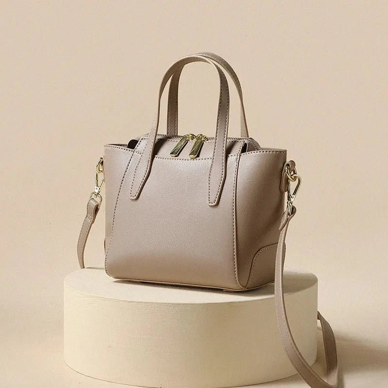 Leather Tote Bag with Minimalist Detail