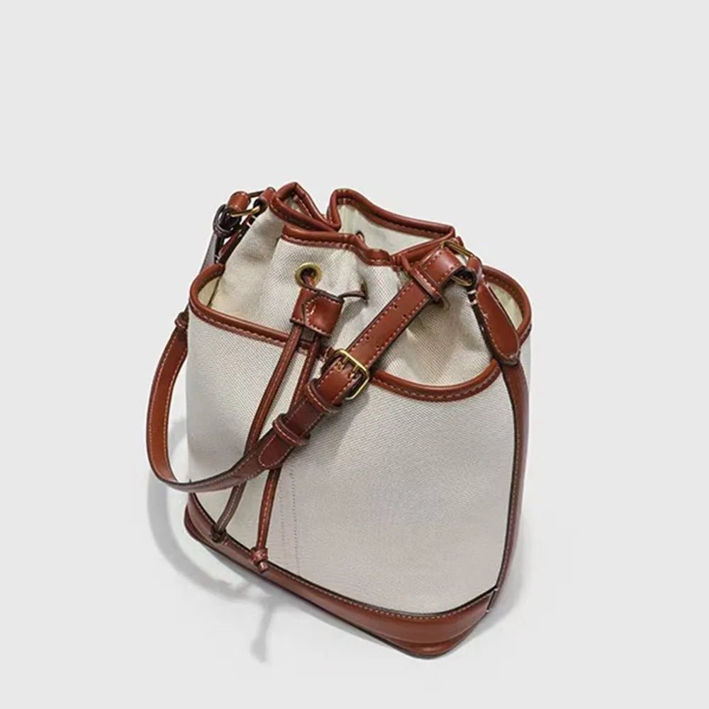 Drawstring PU Leather Bucket Bag