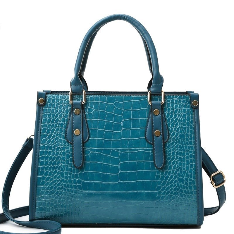Croc-Effect Synthetic Leather Shoulder Bag