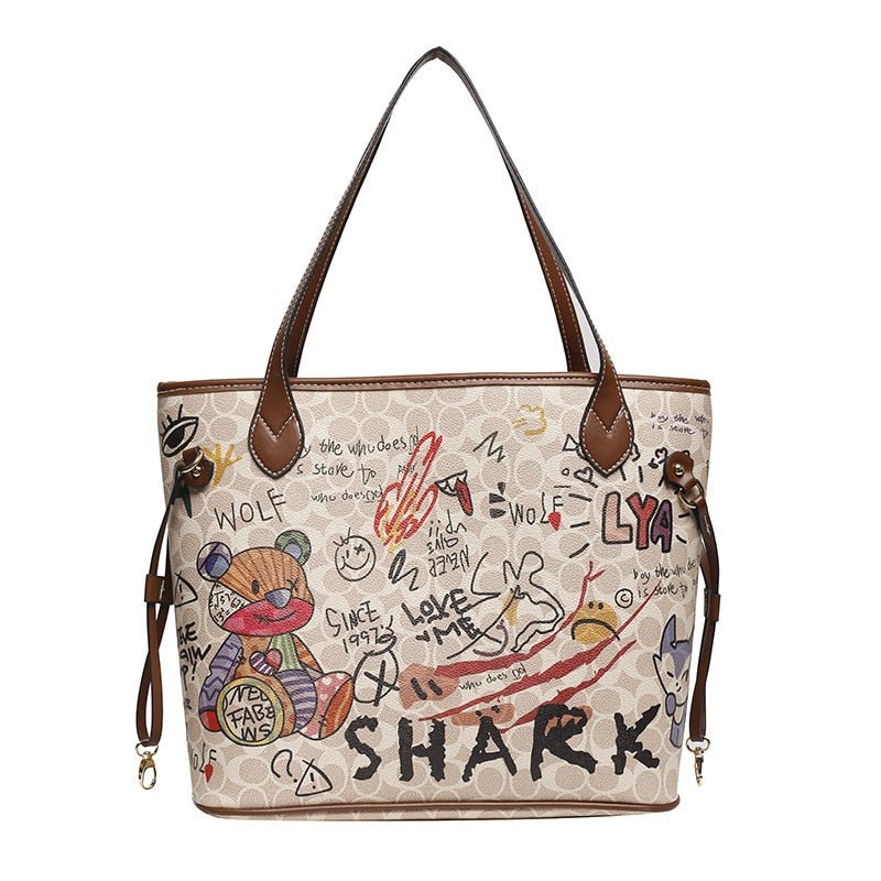 Graffiti-Print Tote Bag
