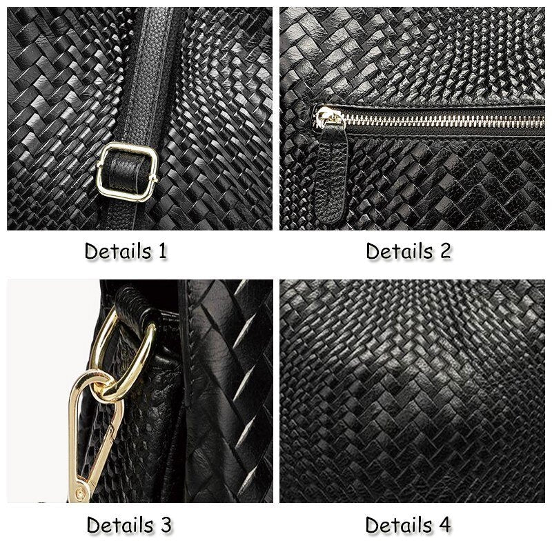 Woven Genuine Leather Crossbody Bag