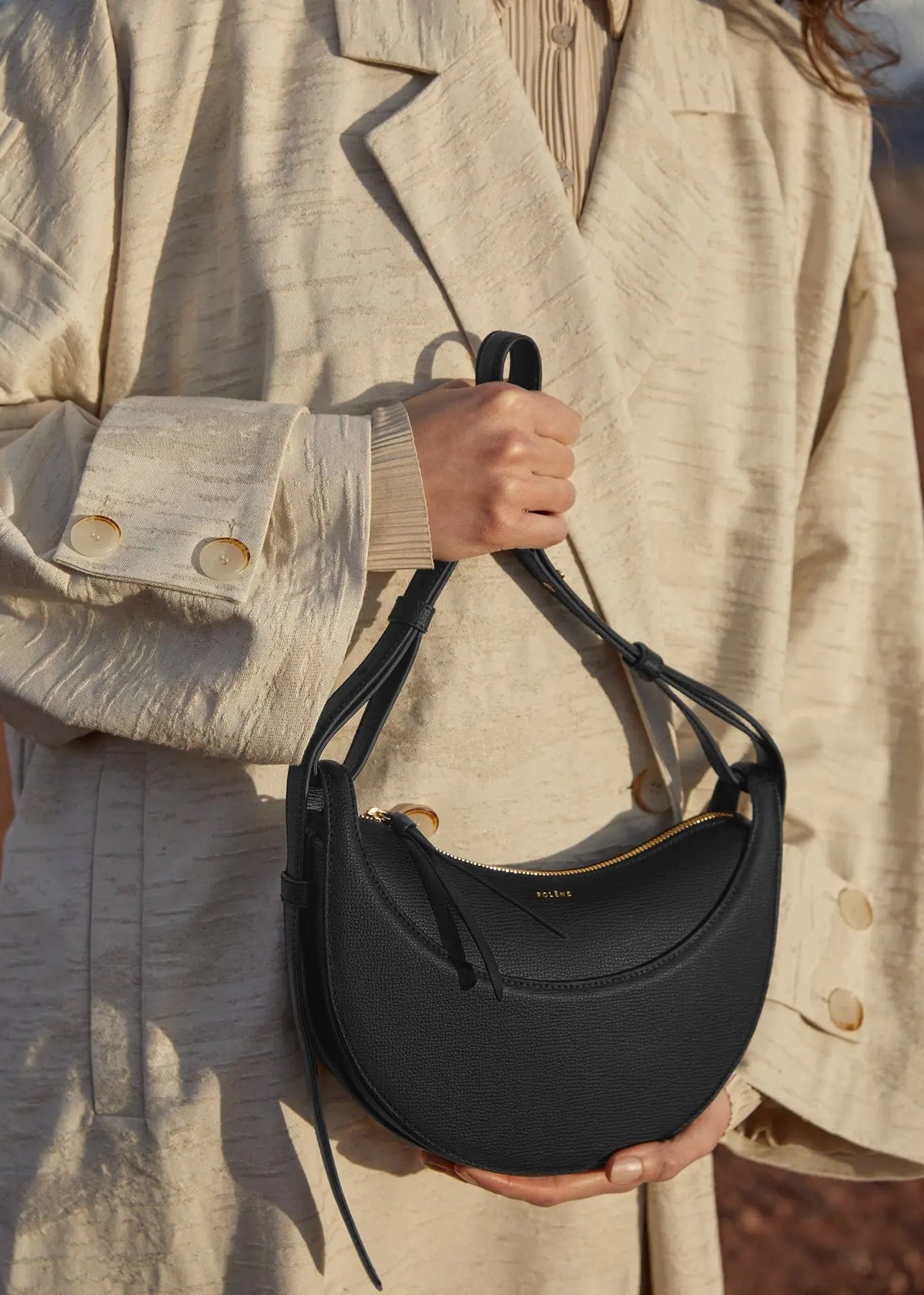 Sculpted Genuine Leather Hobo Bag