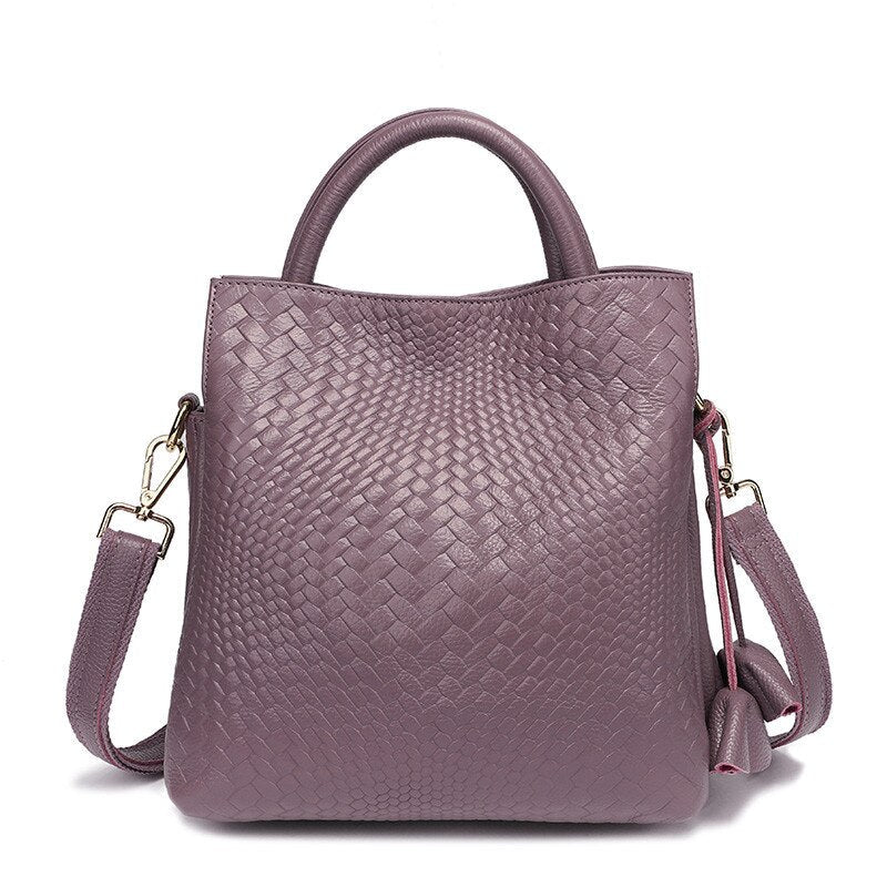 Woven Genuine Leather Crossbody Bag
