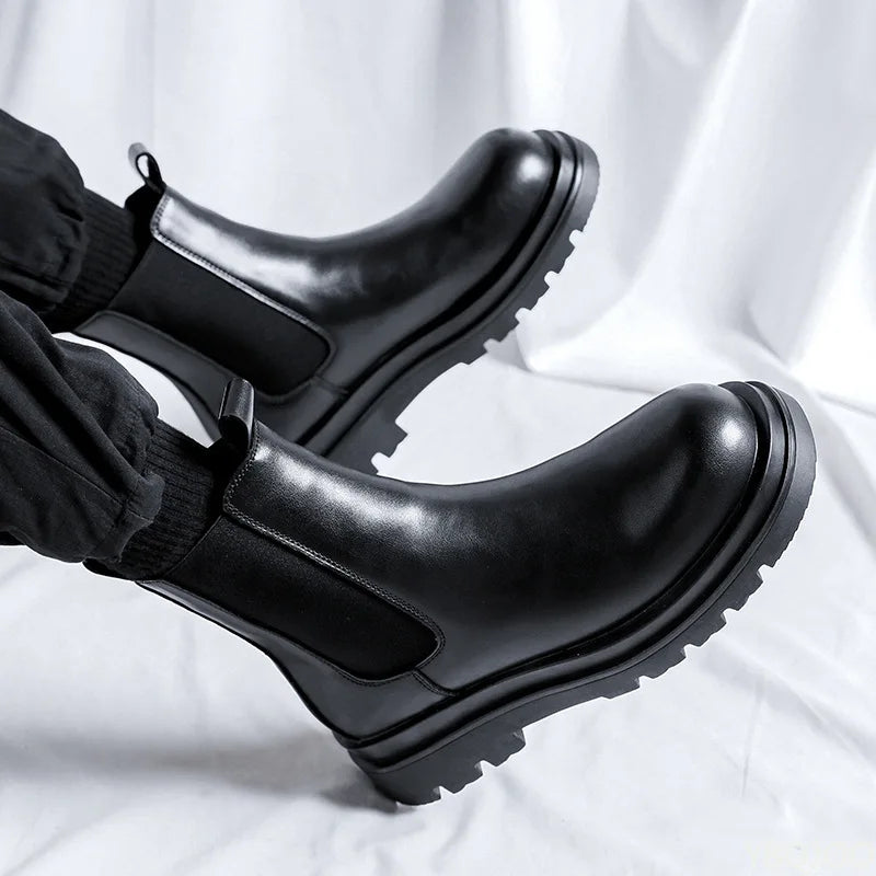 Bold Leather Booties with Chunky Sole