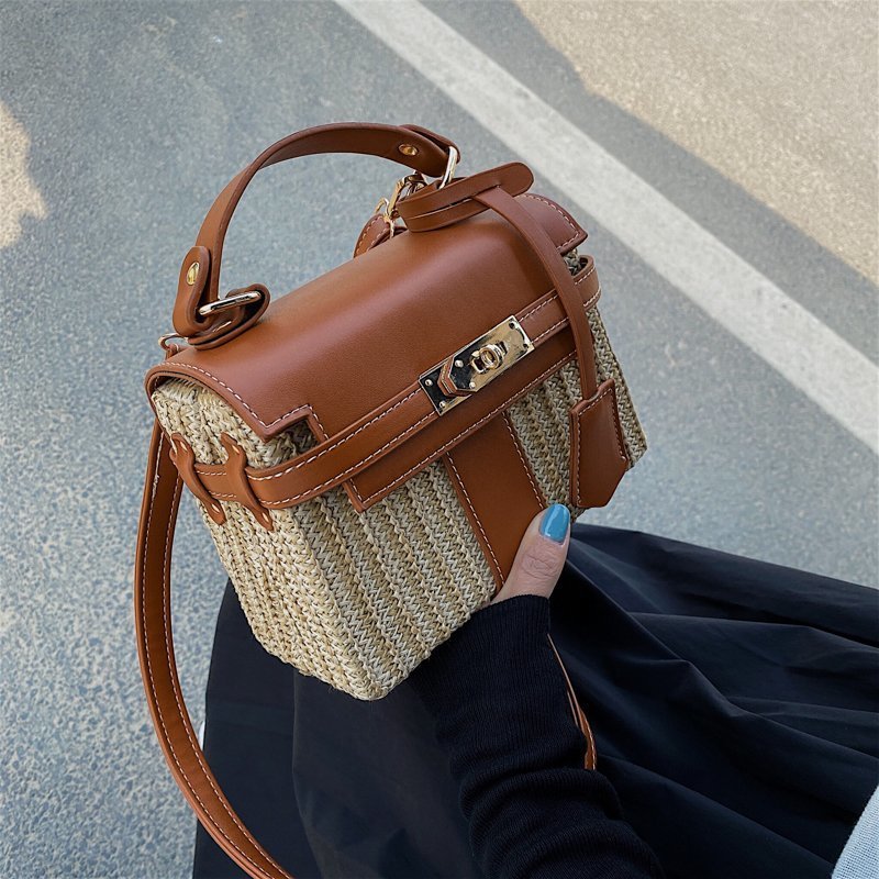 Straw Evening Clutch with Woven Detail