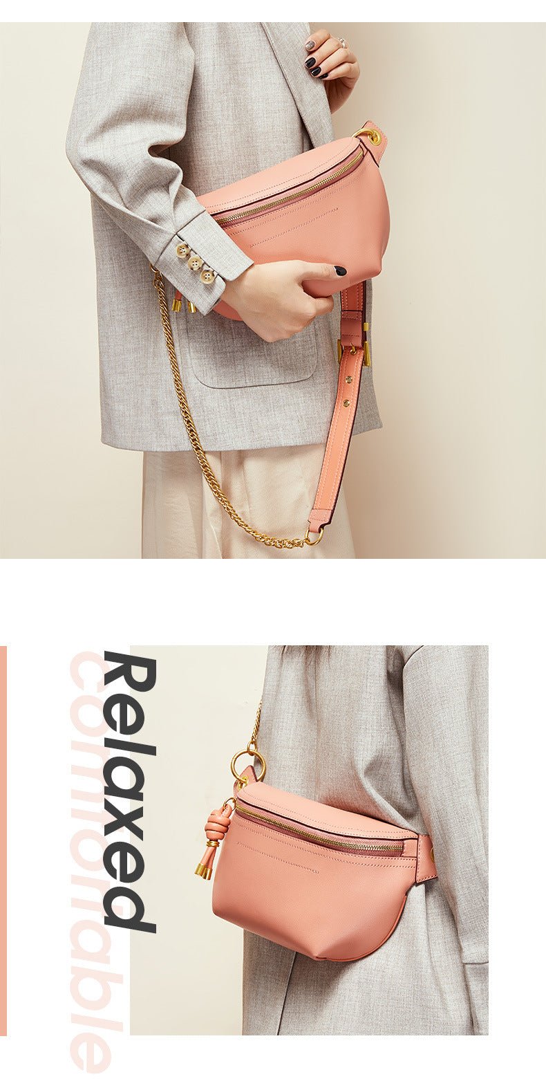Genuine Leather Chest Bag with Statement Detail