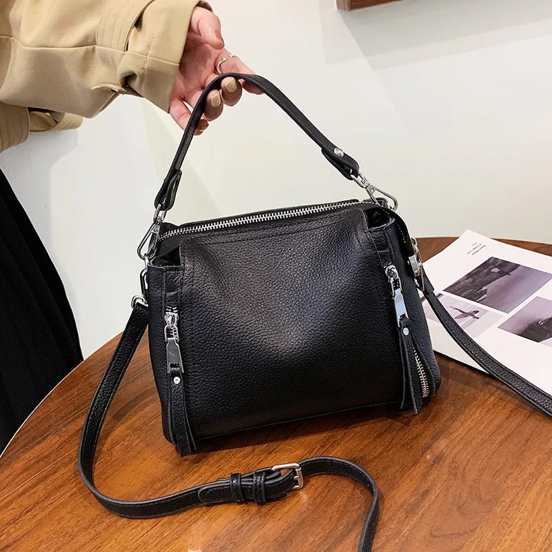 Genuine Leather Messenger Bag with Refined Detail