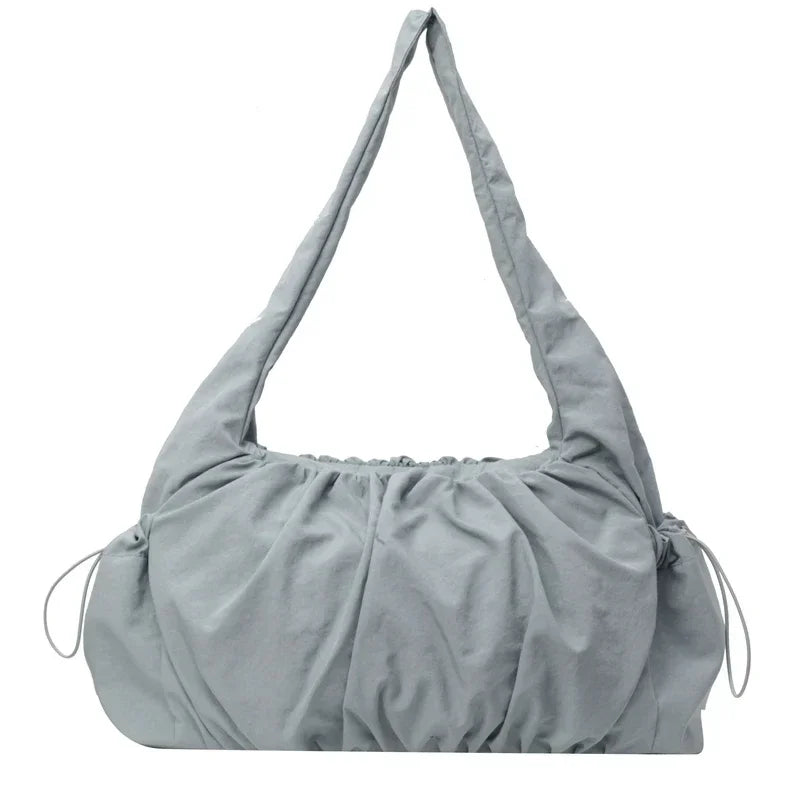 Effortless Zip-Close Fabric Shoulder Bag