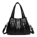 Genuine Leather Bucket Bag with Contemporary Detail