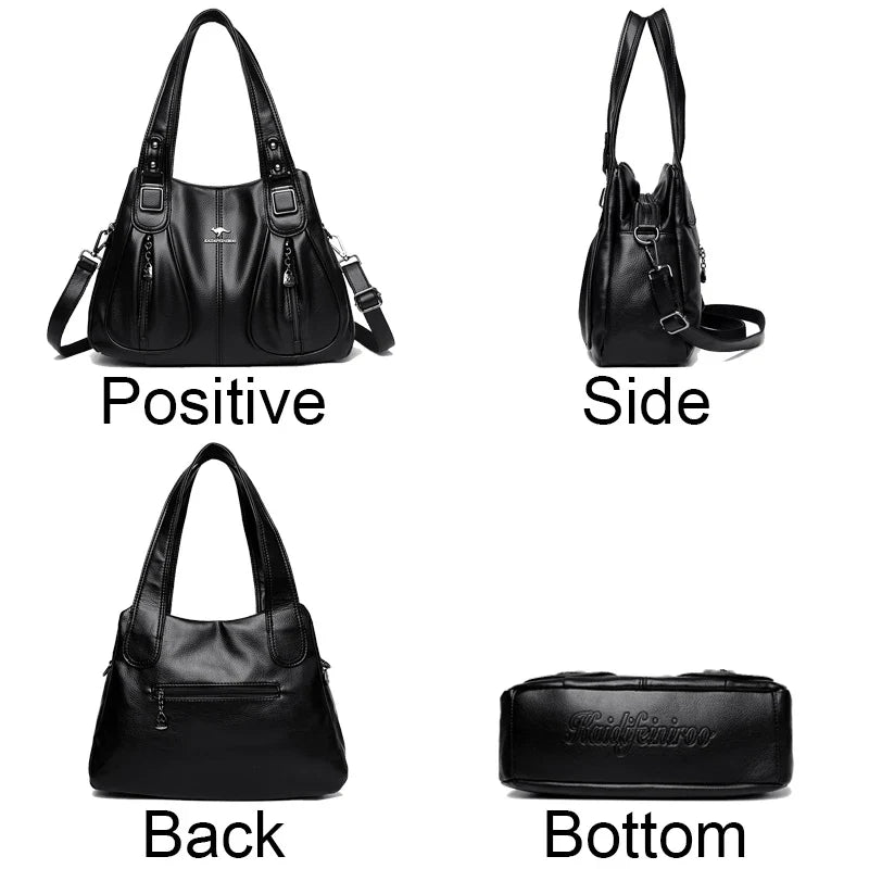 Genuine Leather Bucket Bag with Contemporary Detail